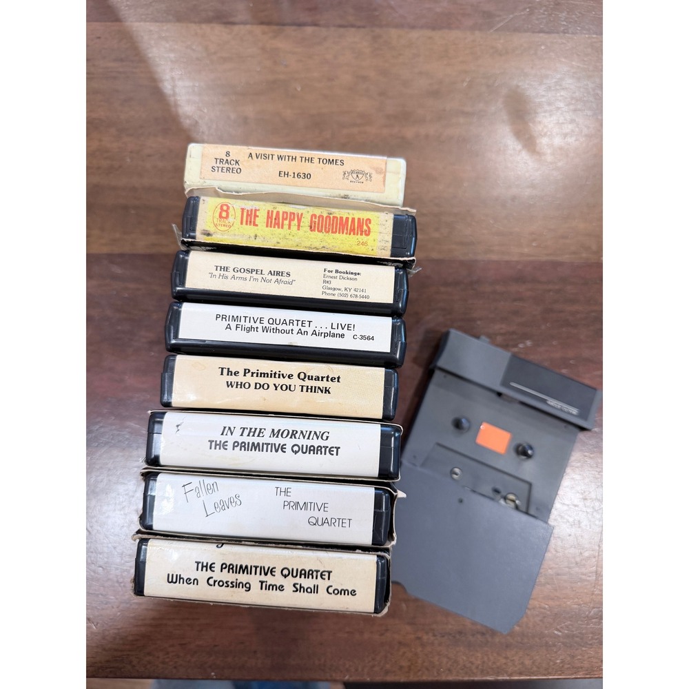Lot of 8 Vintage 8-Track Tapes Southern Gospel Primitive Quartet & Adapter
